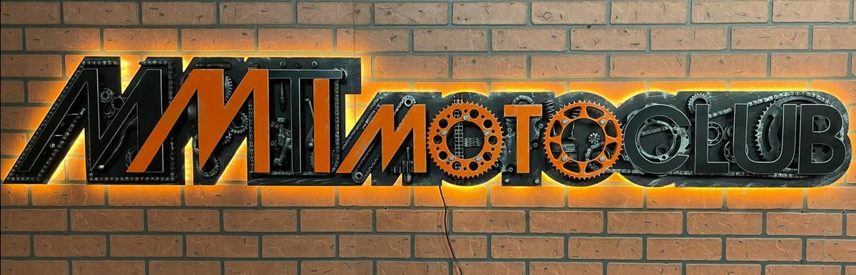 Уникальная вывеска из деталей мотоцикла для MMTmotoclub 