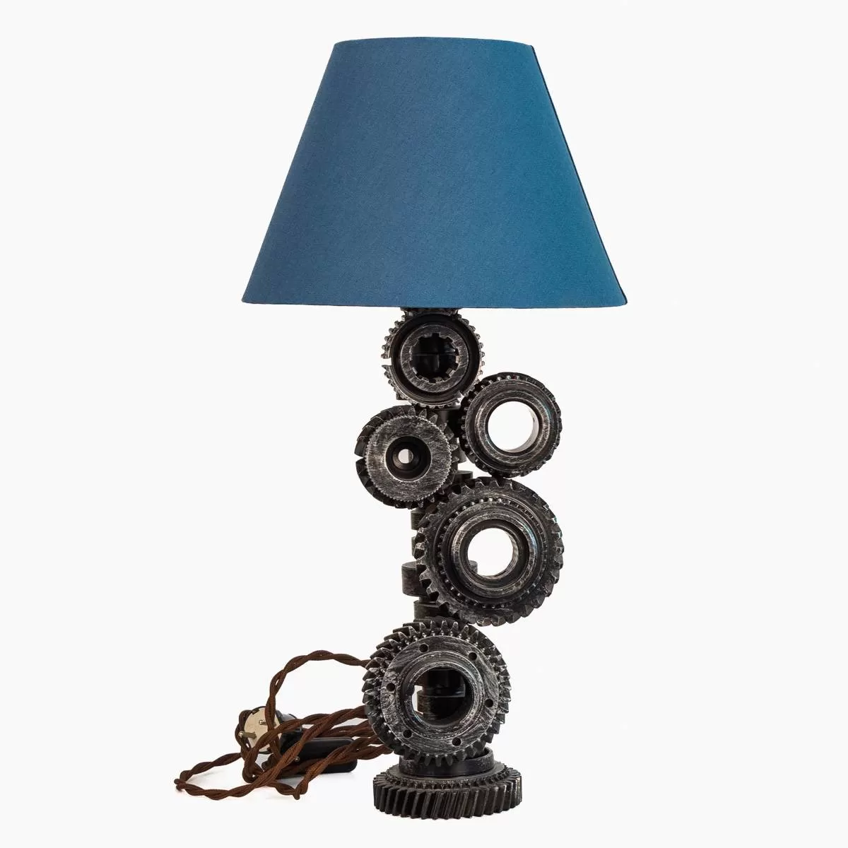 Светильник «Шестерни» с синим абажуром фотография 1