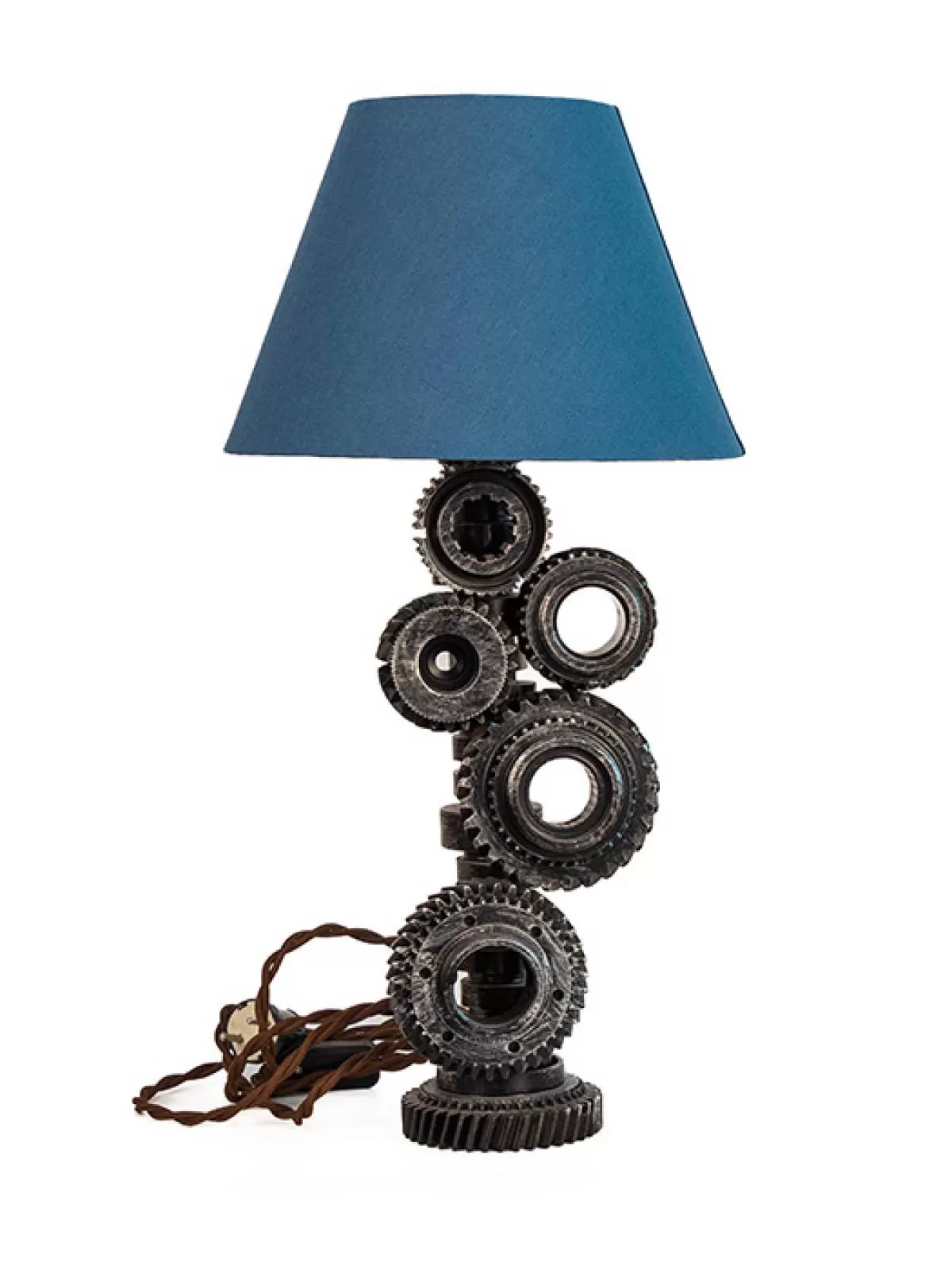 Светильник «Шестерни» с синим абажуром. Фотография 1