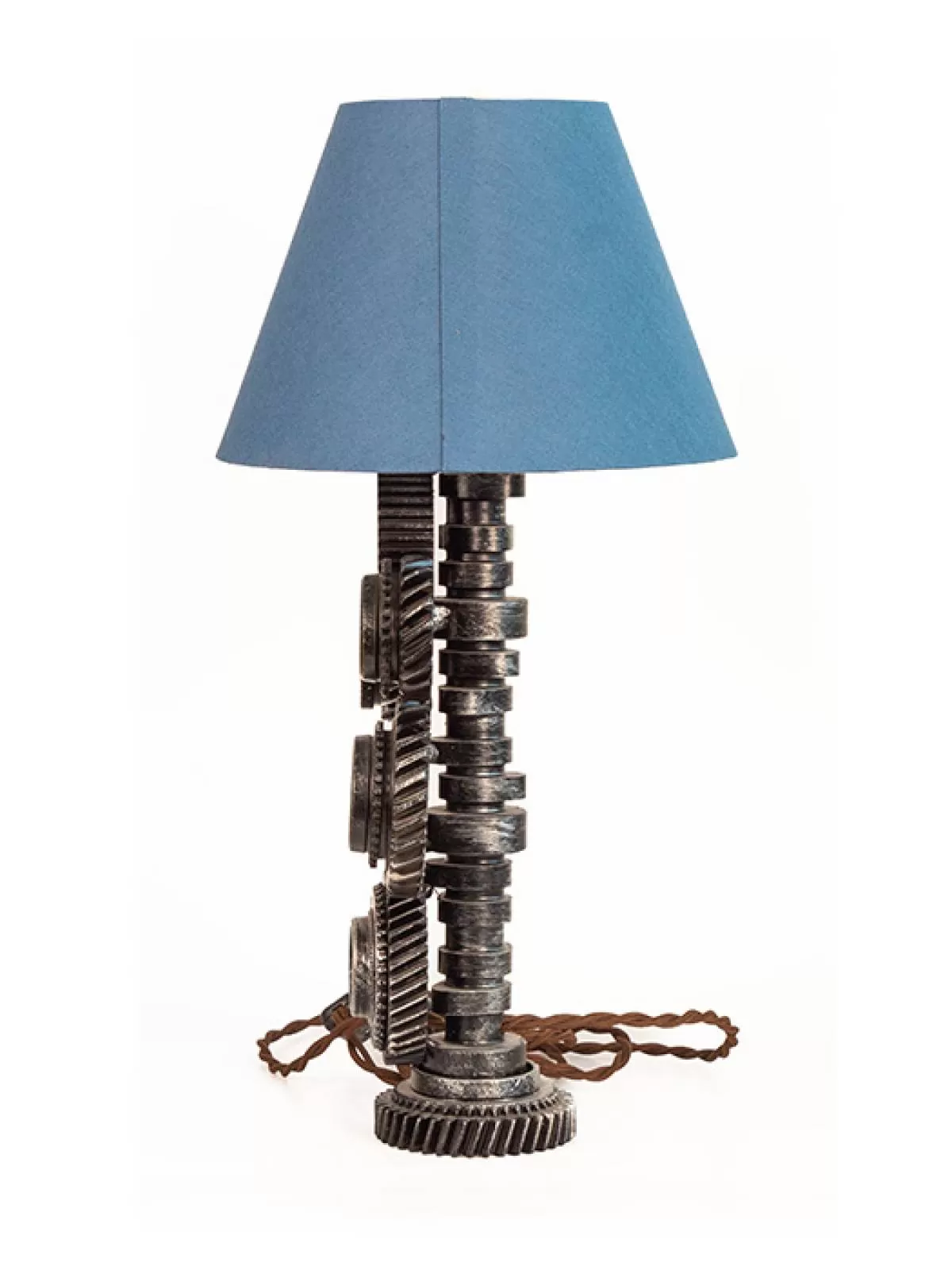 Светильник «Шестерни» с синим абажуром. Фотография 4