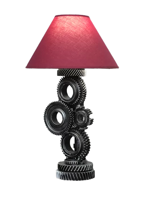 Светильник «Шестерни» с красным абажуром фотография 1