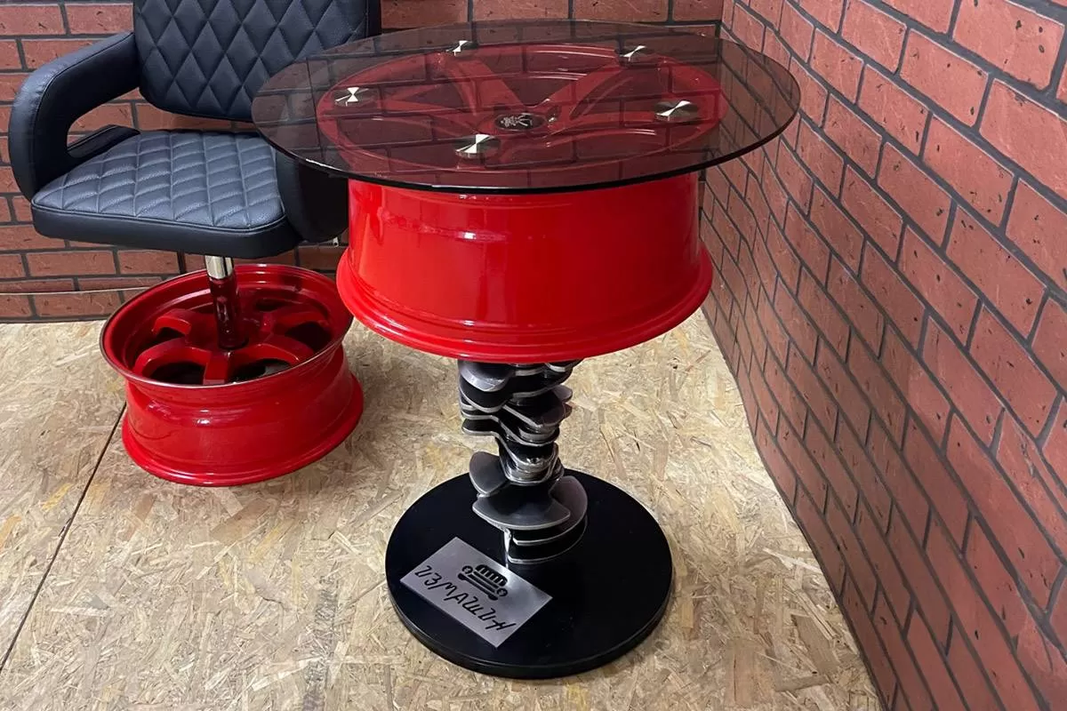 Стол на коленвале, диск красный фотография 1