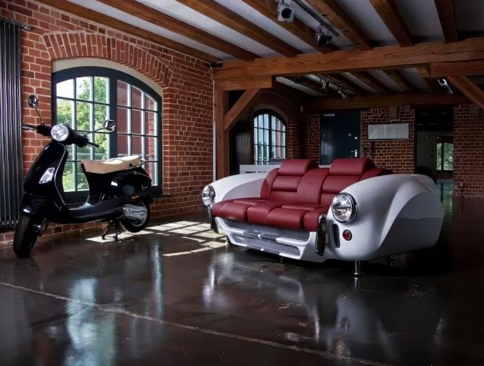 Мебель в стиле автомобилей для интерьера брутального гаража